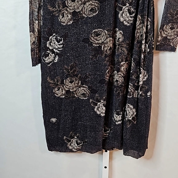 Fuzzi  Womens Multicolor Floral Italian Lined Long Sleeve Tule Shift Dress Sz M - Picture 4 of 8